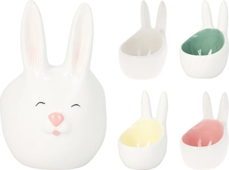 Eierbecher Häschen Porzellan D6 H9cm 4er Set verschiedene Farben