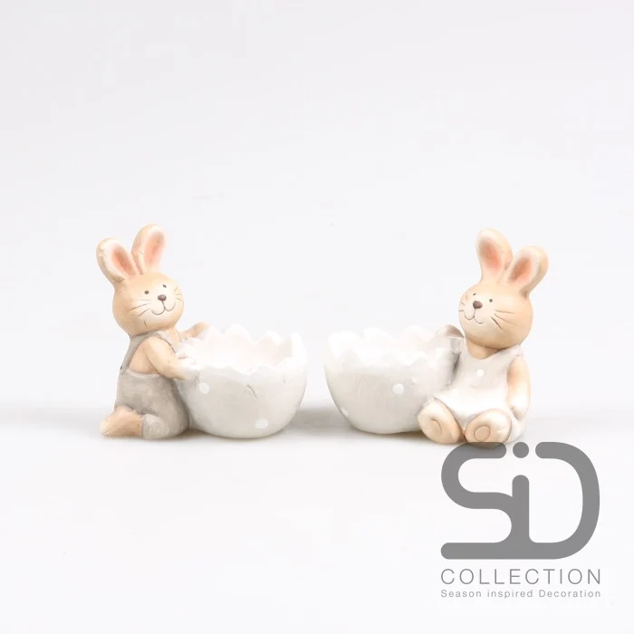 HASE MIT EI KERAMIK 9X6X8,5 CM