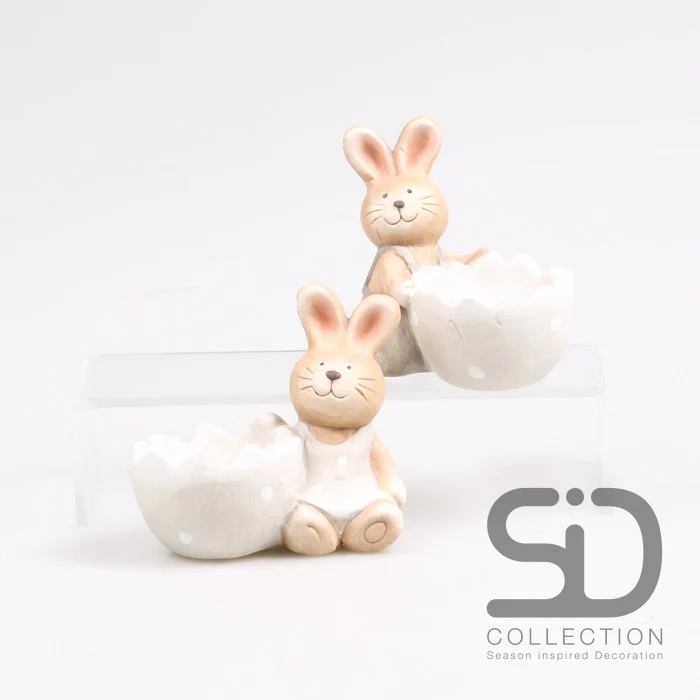 HASE MIT EI KERAMIK 9X6X8,5 CM
