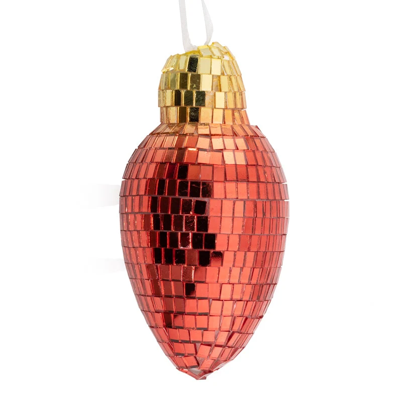 Weihnachtsanhänger Discokugel 9,5 cm rosa/gelb