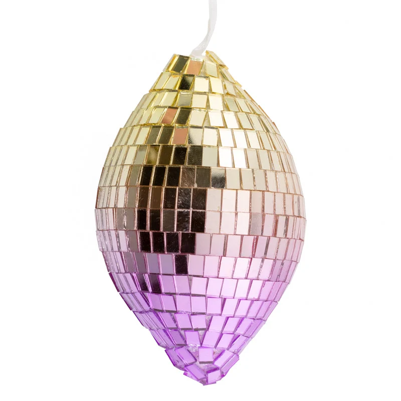 Weihnachtsanhänger Discokugel 12 cm lila/gelb
