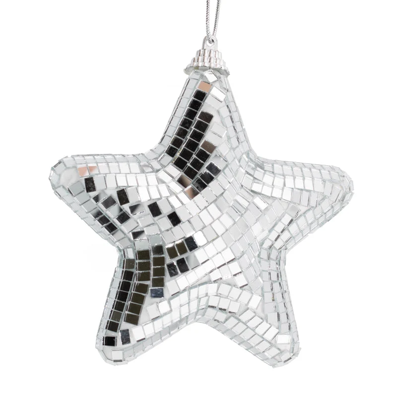 Weihnachtsanhänger Disco-Stern 11 cm Silber