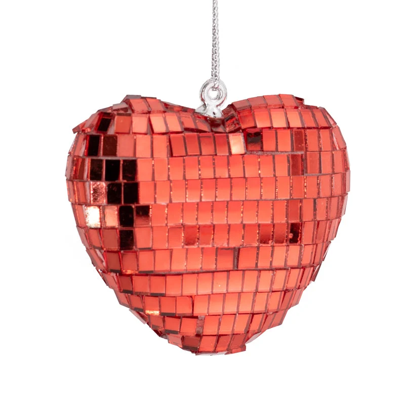 Weihnachtsanhänger Disco-Herz 6,5 cm rot