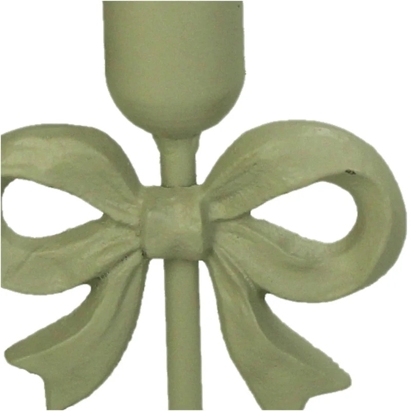 Kerzenständer mit Schleife, Metall, Elfenbein, 10,5 x 8,5 x 20,5 cm
