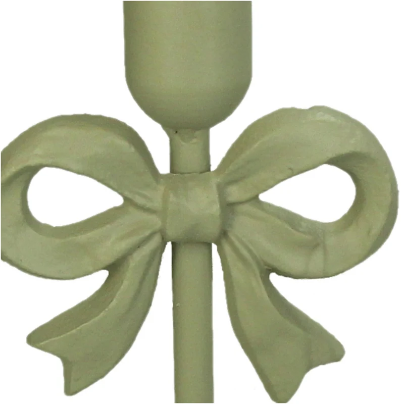 Kerzenständer mit Schleife, Metall, Elfenbein, 10,5 x 8,5 x 25,5 cm