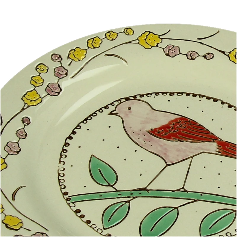 Teller „Vogel“, Steingut, mehrfarbig, 22,5 x 22,5 x 2,5 cm