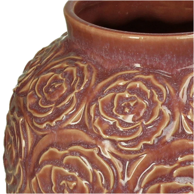 Vase Rosen, Steingut, Rosa, 19,5 x 19,5 x 25 cm
