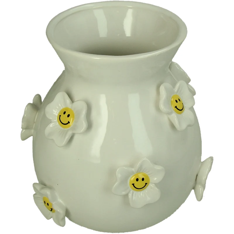 Vase Flower Smiley Dolomite White 19,7x19x20,2cm