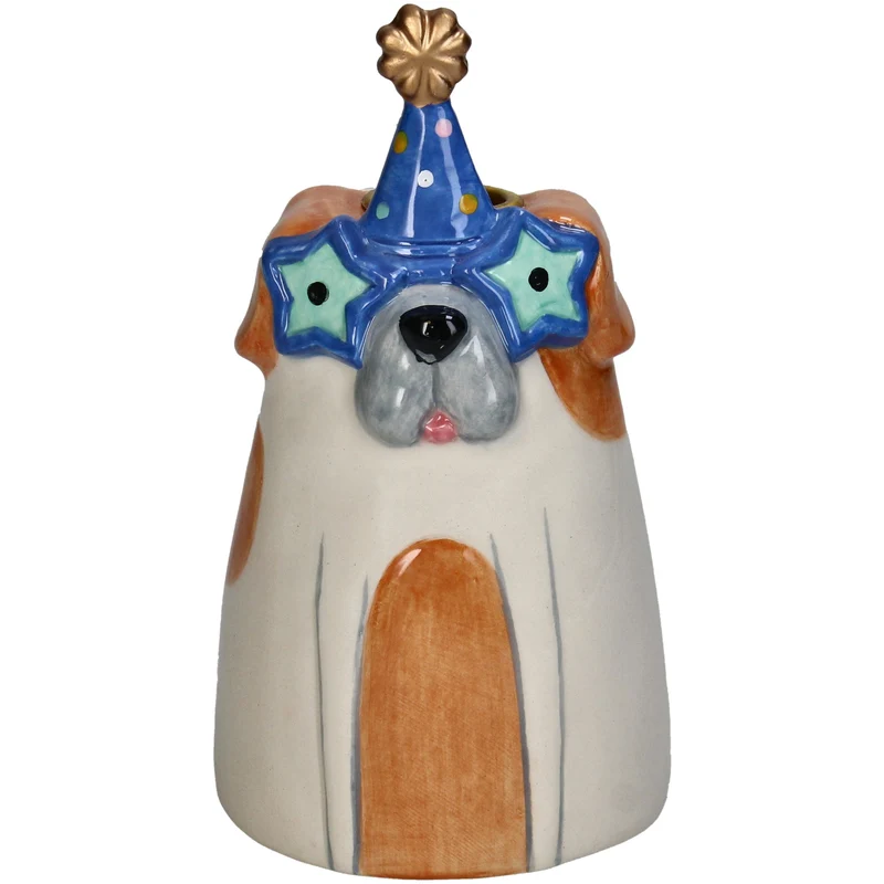 Kerzenständer Hund Dolomit Multi 8,4 x 8,4 x 15 cm