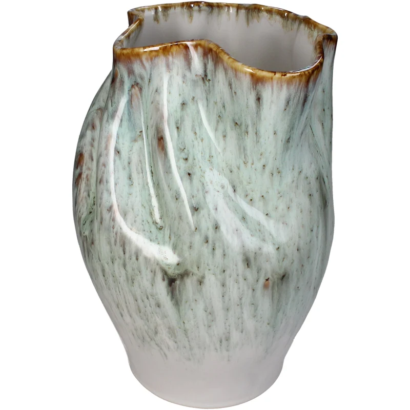 Vase aus Steingut, grün, 22,5 x 20,5 x 30 cm