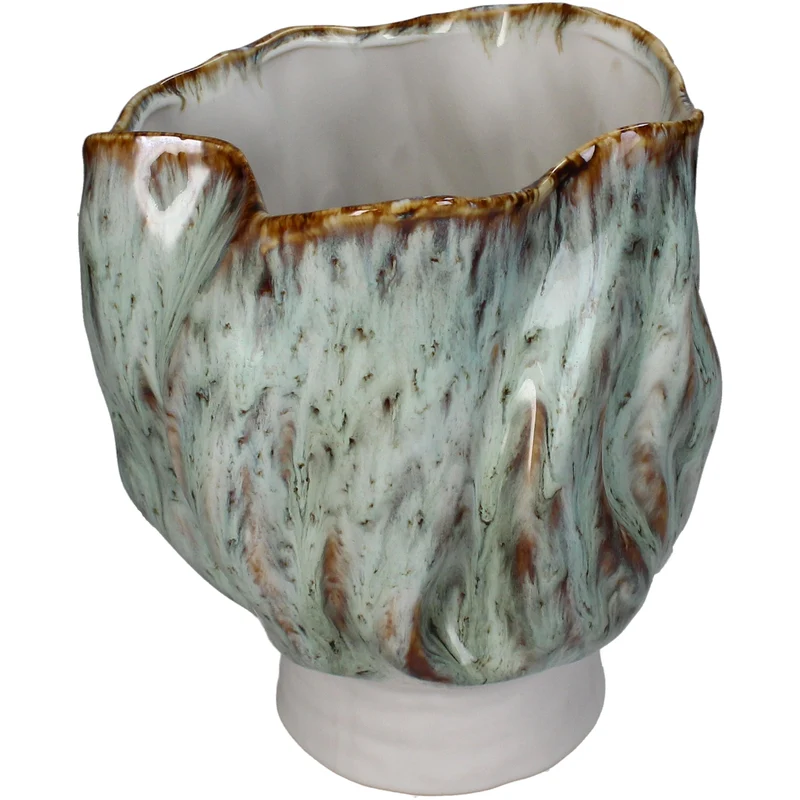 Vase aus Steingut, grün, 21 x 21 x 24 cm