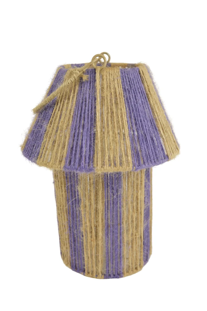 Jutelaterne, Jet Purple/Natur, D21 H28/41 cm