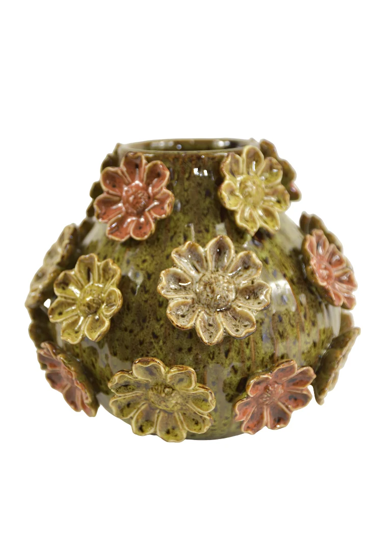 Blumenvase D23 H20cm Grün/Mehrfarbig