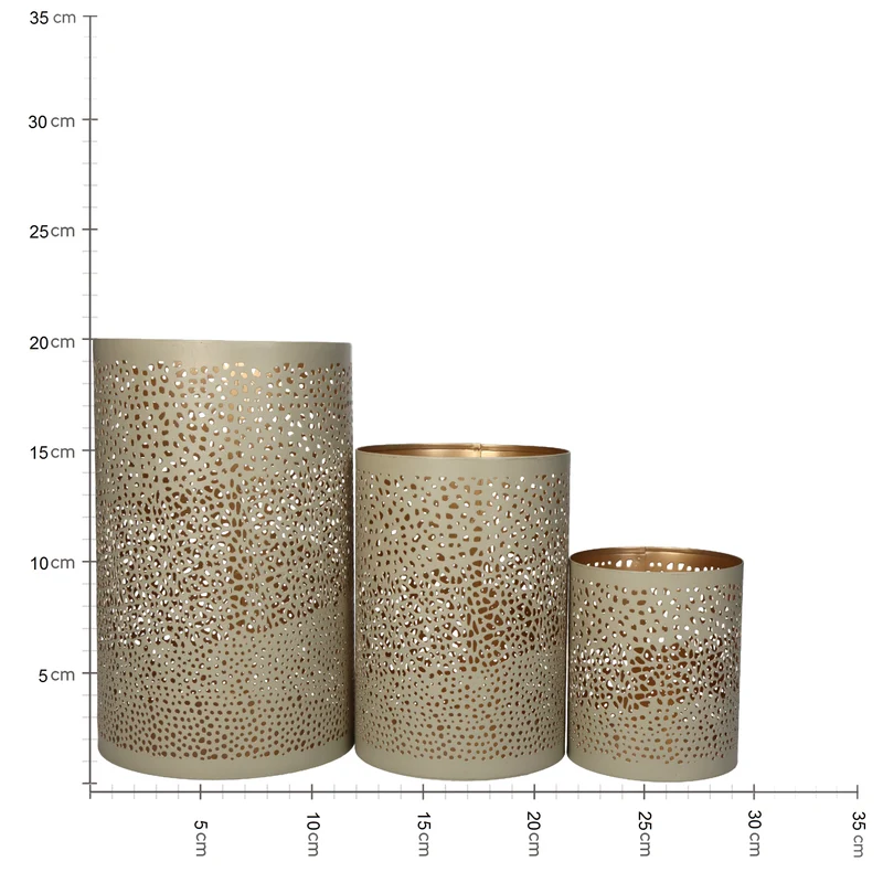 Kerzenhalter Beige Metall 13x13x20cm Set/3