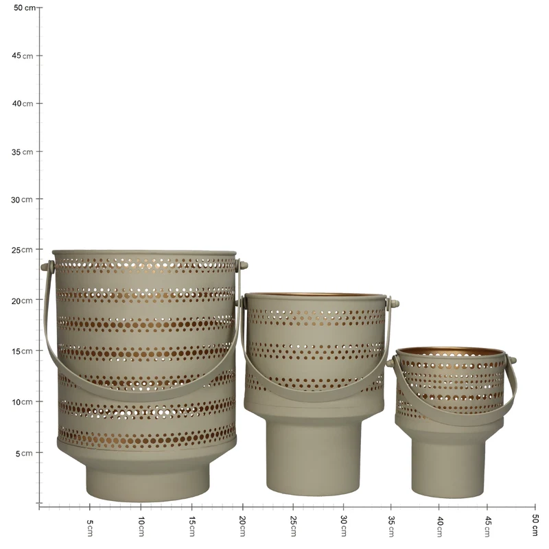 Laterne Beige Metall 21x19x25cm Set/3