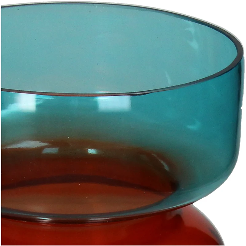Vase, zweifarbig, Glas, 18 x 18 x 25 cm, rot/blau