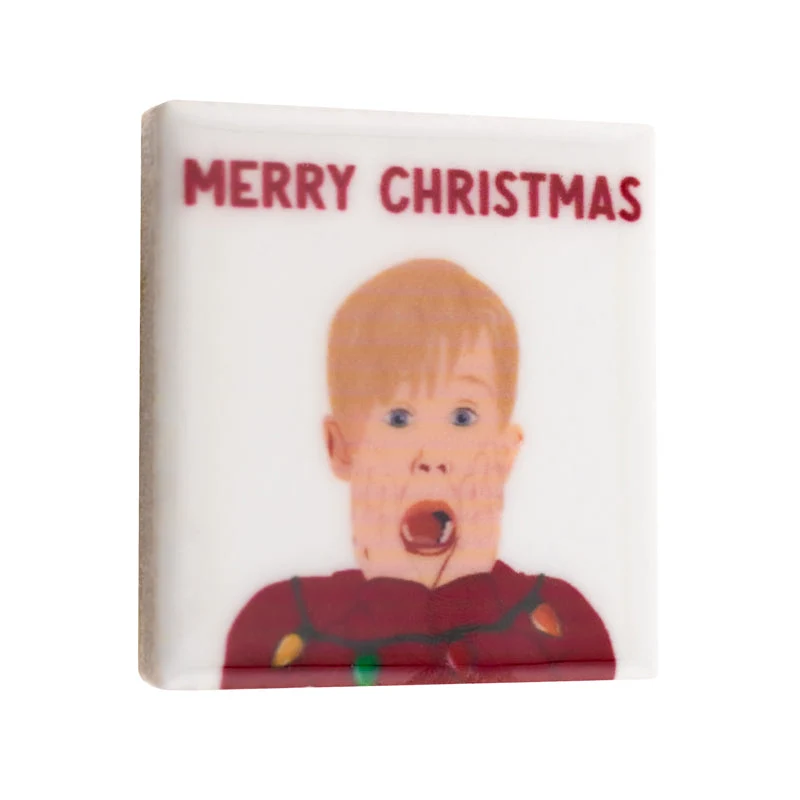 Magnetfliese 5x5cm Frohe Weihnachten Allein zu Haus