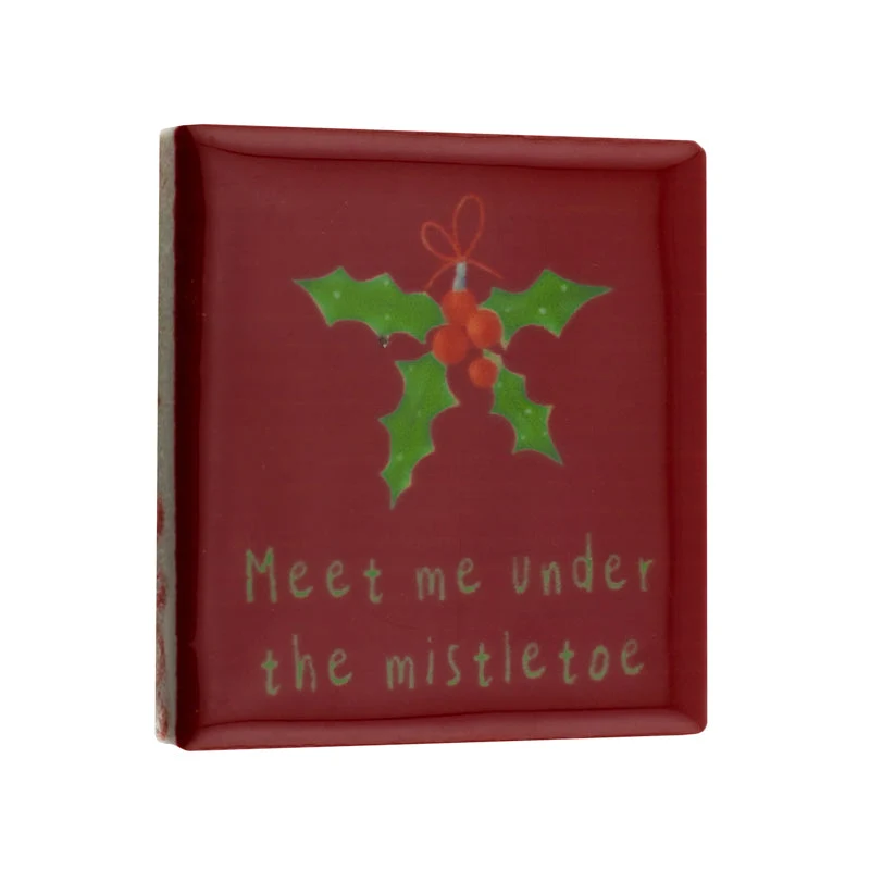 Magnetische Fliese 5x5cm, triff mich unter dem Mistelzweig