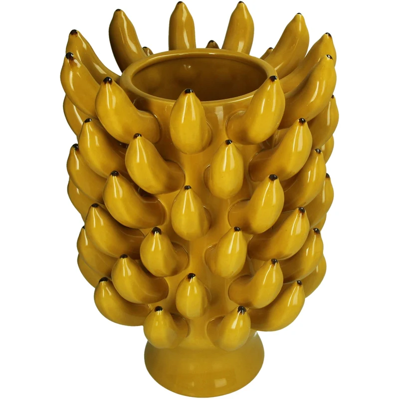 Vase Bananenform aus Steingut, gelb, 29 x 29 x 44 cm