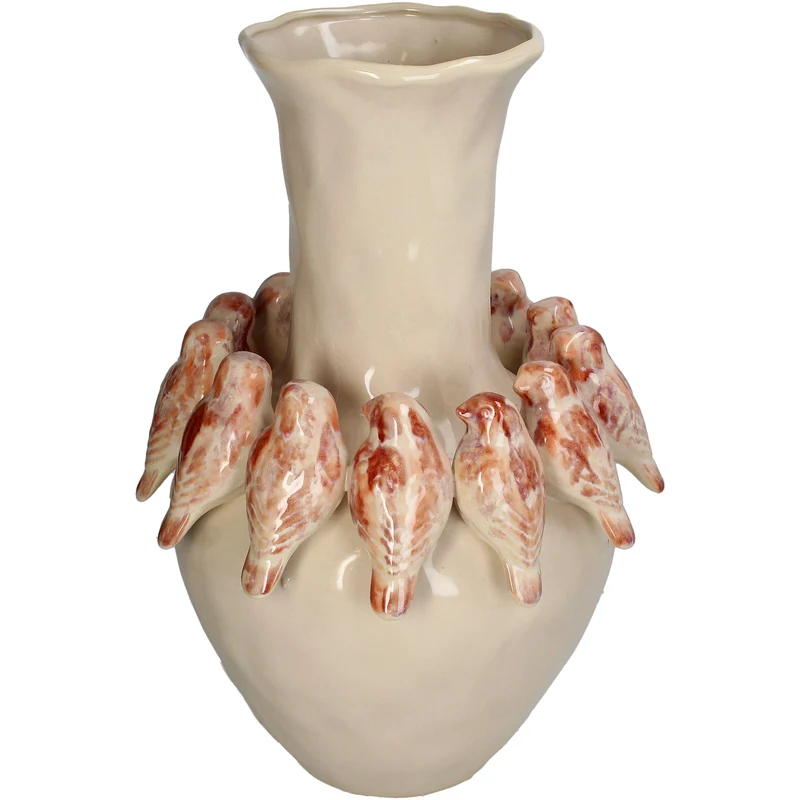 Vase „Vogel“ aus Steingut, Terra, 27,7 x 27,7 x 41 cm