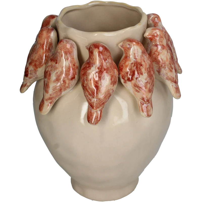 Vase Bird, Steingut Terra, 23 x 23 x 28 cm
