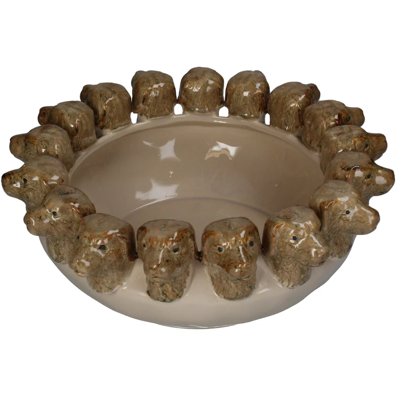 Hundenapf aus Steingut, braun, 32,5 x 32,5 x 13 cm