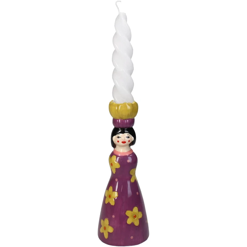Kerzenständer „Blumenmädchen“ aus Dolomit, mehrfarbig, 6,2 x 6,3 x 17,9 cm