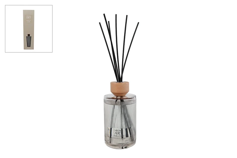 Diffusor-Set „Aroma Art“ Vanille Noir 800 ml, hellbernsteinfarbenes Glas, 23 x 23 x 39 cm