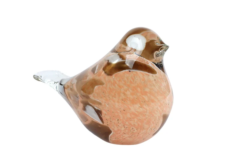 Skulptur „Vogel“, beiges Glas, 15 x 7,5 x 9 cm
