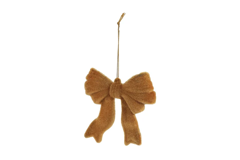 Hängende Skulptur „Strik“, goldbeflockter Kunststoff, 10 x 2,5 x 8 cm