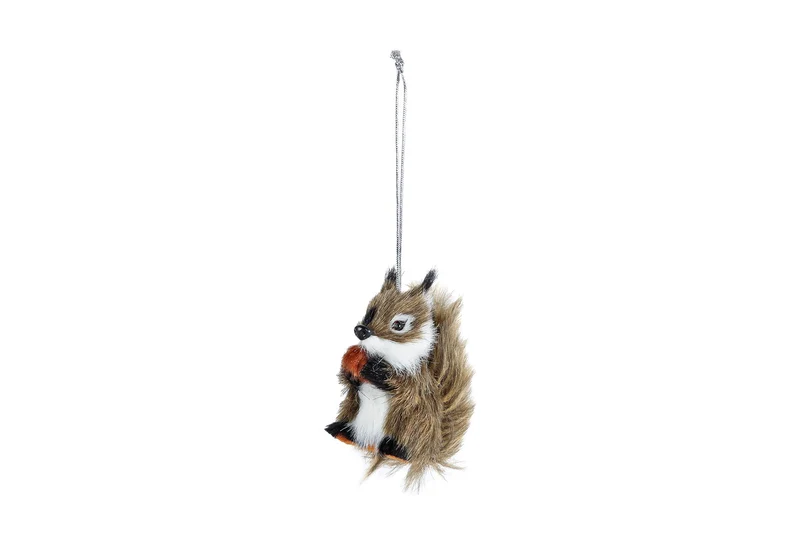 Hängende Skulptur „Eichhörnchen“, dunkelbrauner Kunststoff, 7 x 3,5 x 6,5 cm