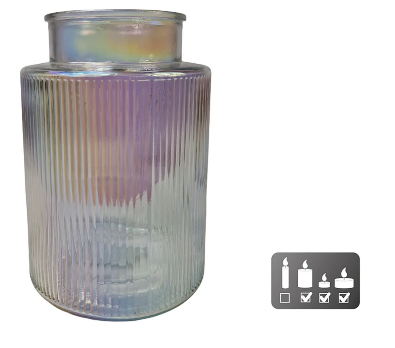 Vase/Windlicht "Niamh" L, Perlmuttglas, 15x15x21cm
