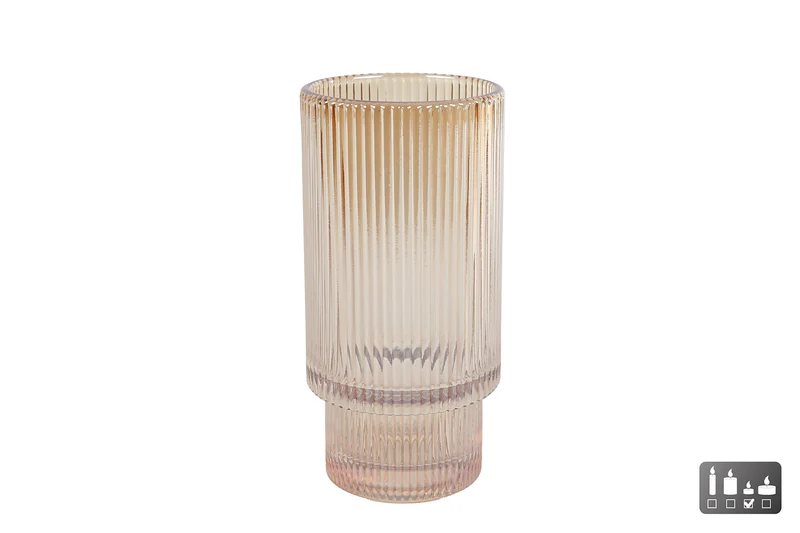 Windlicht "Afke* Leuchter bernsteinfarbenes Glas 7x7x14cm