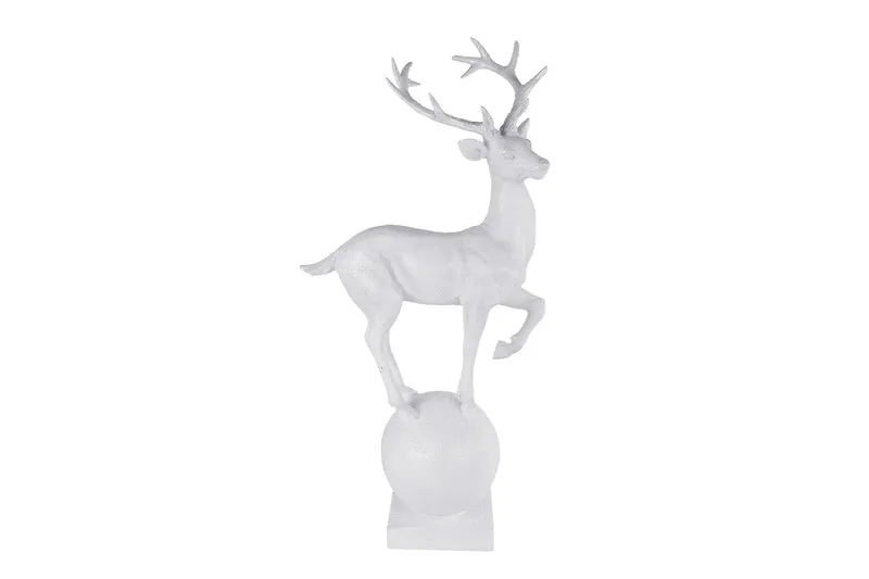 Skulptur "Hirsch" aus weißem Polystone, 33x18x68cm