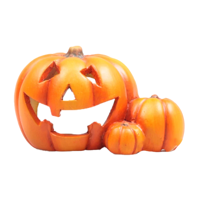 KÜRBIS 3-HALLOWEEN-TEELICHTHALTER 12,5X8X7 CM