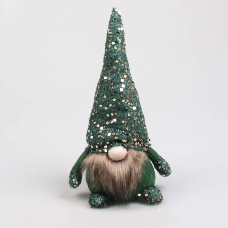 WEIHNACHTSZWERG MIT PAILETTEN 19X13X36 CM GRÜN