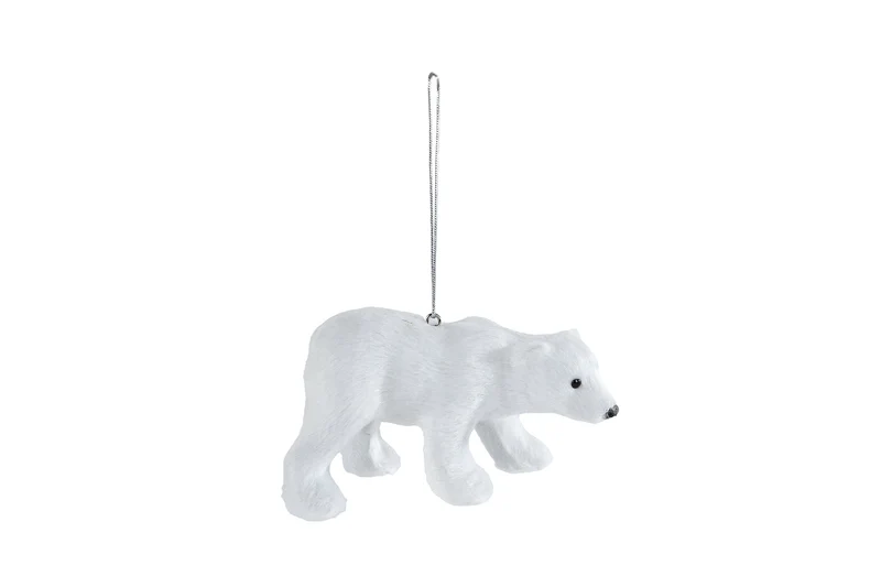 Hängende Skulptur „Eisbär“, weißer Kunststoff, 10 x 4 x 6 cm