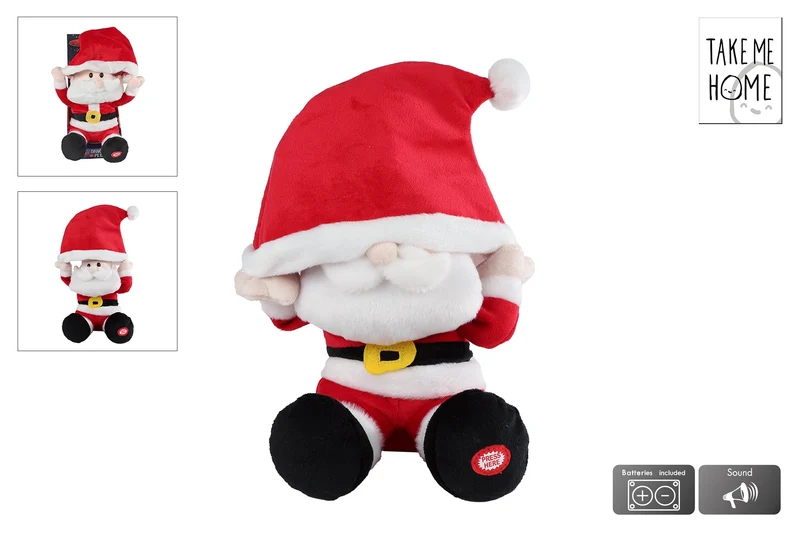 Tanzender Weihnachtsmann mit Weihnachtsmannmütze und Musik (29–36 cm)