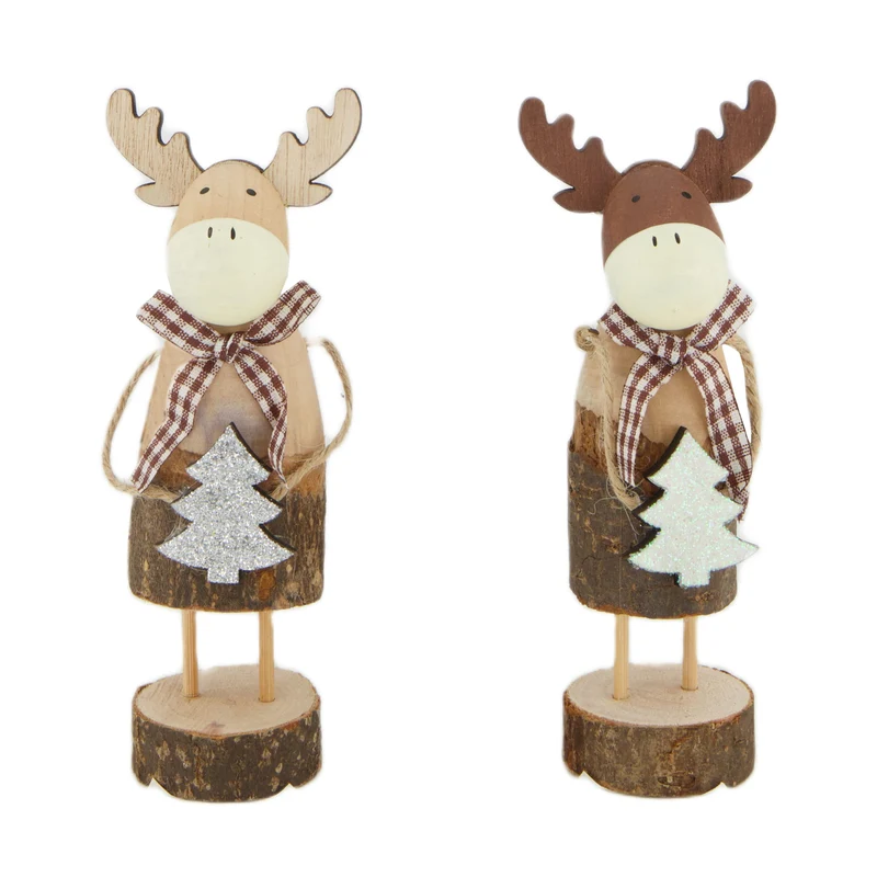 Figur Reh aus Holz 5x4x14cm Braun/Natur gemischt