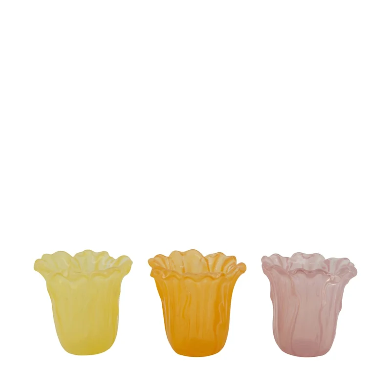 Kerzenhalter Glas 11x11x11cm Pastellfarben gemischt