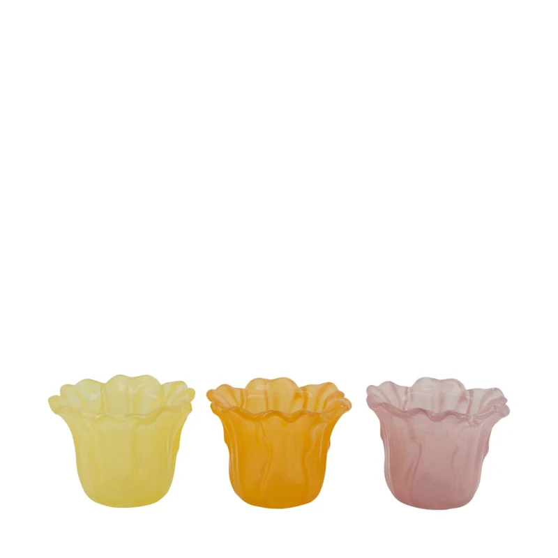 Kerzenhalter aus Glas, 10,5 x 10,5 x 7,5 cm, verschiedene Pastellfarben