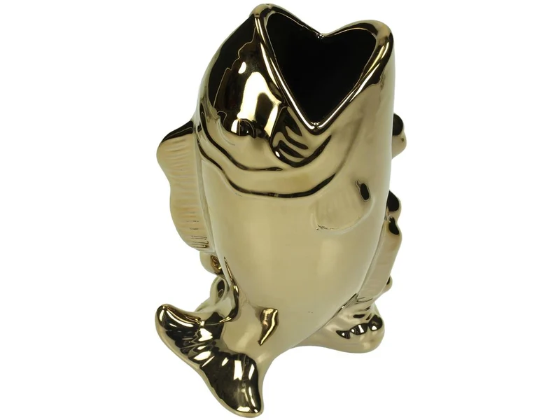 Vase Fisch Keramik Gold 28x11x16cm