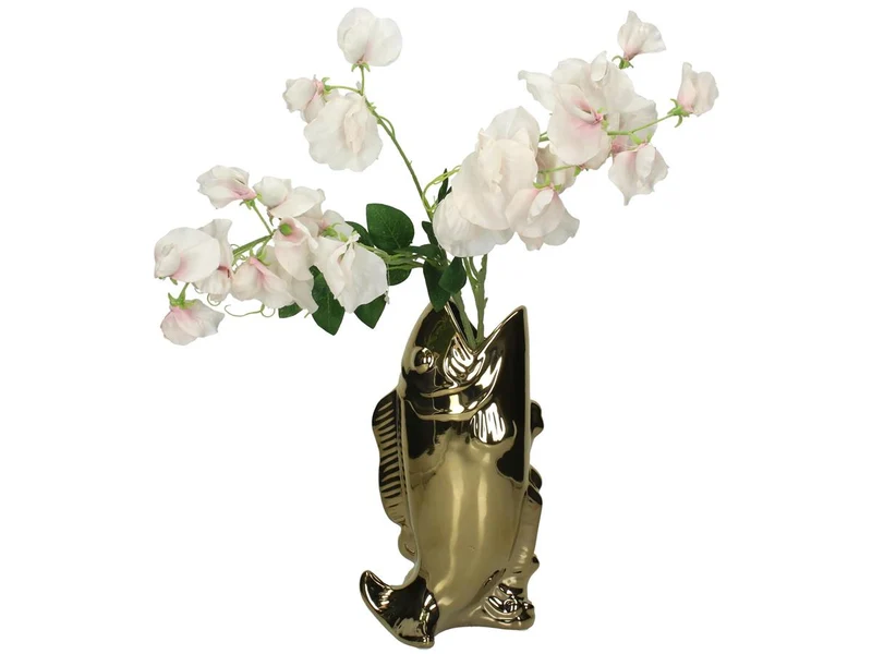 Vase Fisch Keramik Gold 28x11x16cm