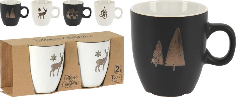 SET/2 TASSEN ERDWARE ''WEIHNACHTEN'' 150ML 5,07 OZ. 4 SORTEN