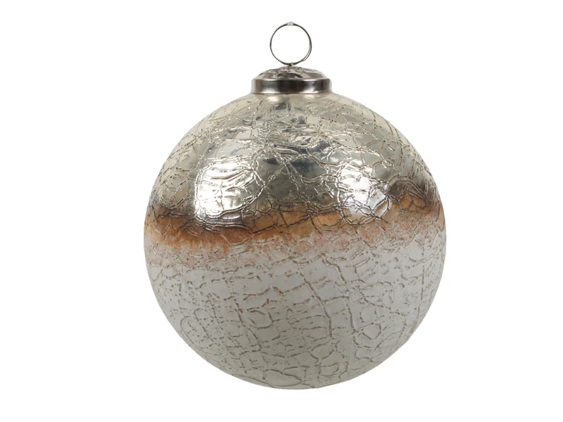 St. 1 Glaskugel/hängend silber/weiß Ø10cm