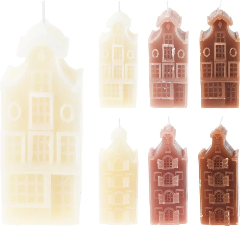 KERZENHAUS 4,7X4,7X11CM 6 VERSCHIEDENE DESIGNS UND FARBEN
