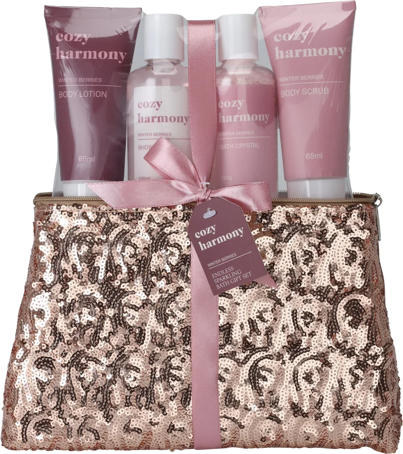 5-teiliges Badeartikel-Set im Kulturbeutel, 22 x 6 x 22 cm