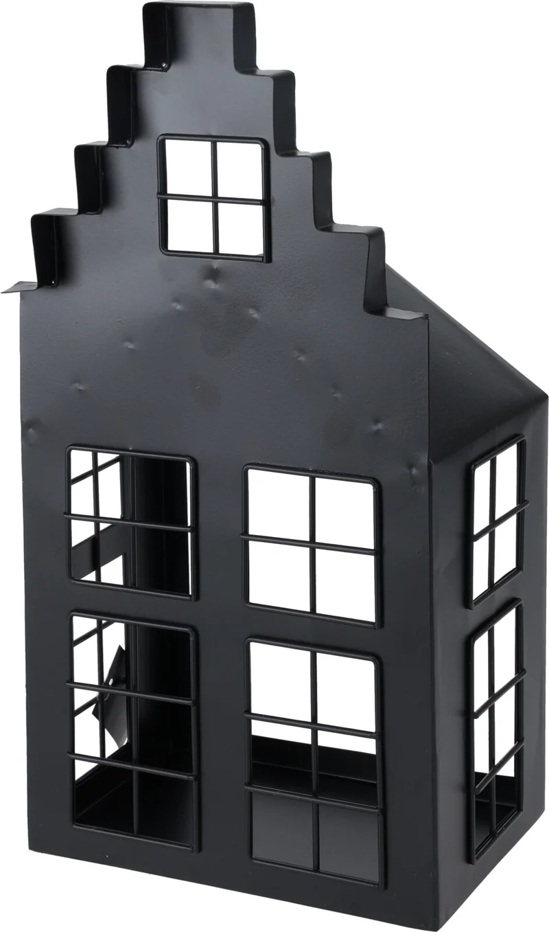 Laternenhaus aus Metall, 21x14x41cm, schwarz