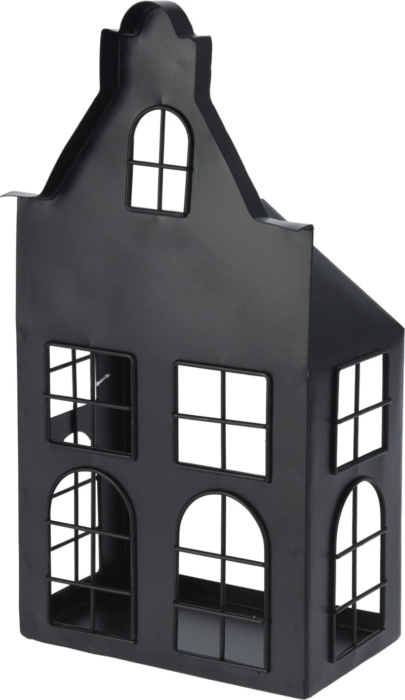 Laternenhaus aus Metall, 16 x 9 x 30 cm, schwarz