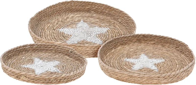 S3 SEEGAS-TABLETTS/SCHALEN D47/38/33CM NATUR MIT STERN WEISS